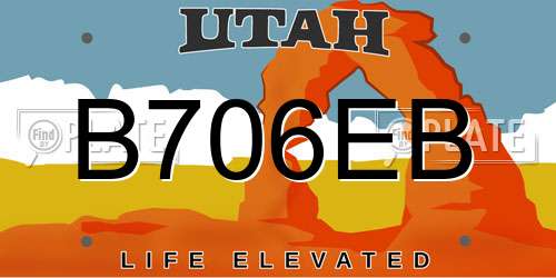 B706EB Utah License Plate