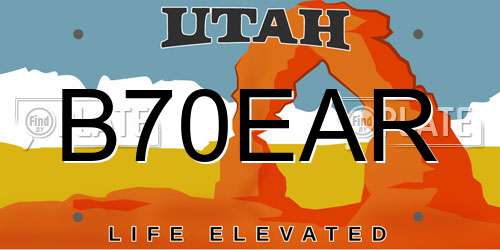 B70EAR Utah License Plate