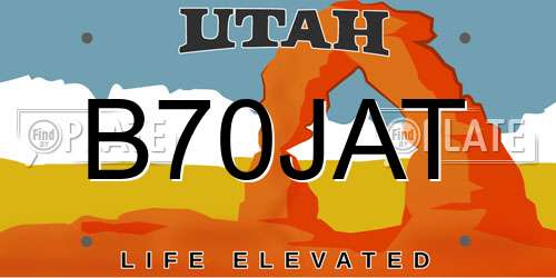 B70JAT Utah License Plate