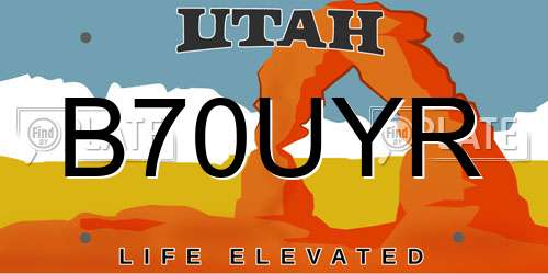 B70UYR Utah License Plate