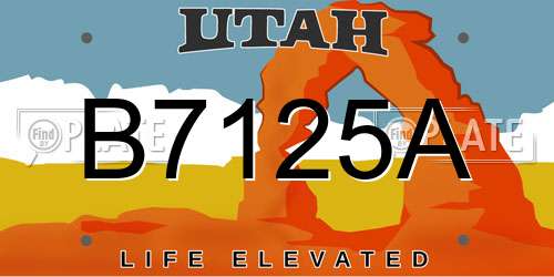 B7125A Utah License Plate