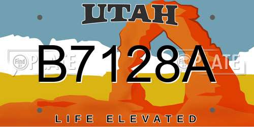B7128A Utah License Plate