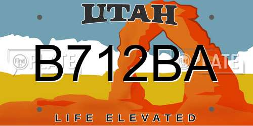 B712BA Utah License Plate