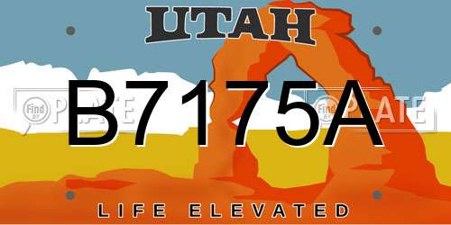 B7175A Utah License Plate