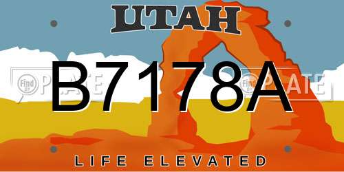 B7178A Utah License Plate