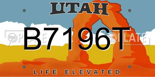 B7196T Utah License Plate