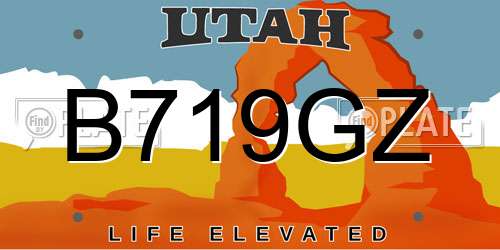 B719GZ Utah License Plate