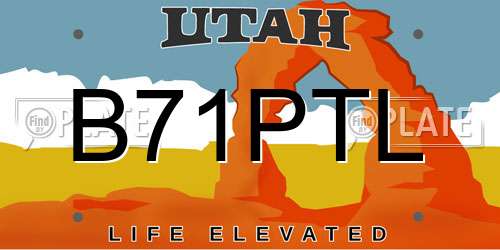 B71PTL Utah License Plate