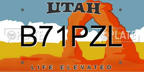 B71PZL Utah License Plate