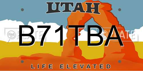 B71TBA Utah License Plate