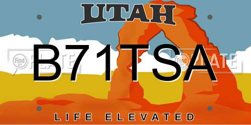 B71TSA Utah License Plate