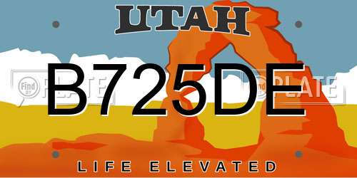 B725DE Utah License Plate
