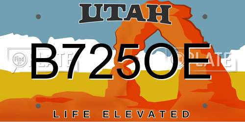 B725OE Utah License Plate