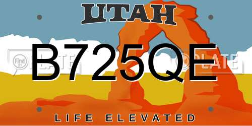B725QE Utah License Plate