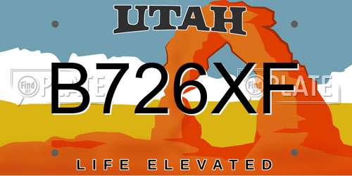 B726XF Utah License Plate