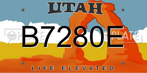 B7280E Utah License Plate