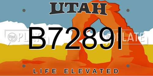 B7289I Utah License Plate