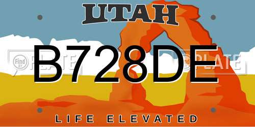 B728DE Utah License Plate