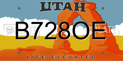 B728OE Utah License Plate