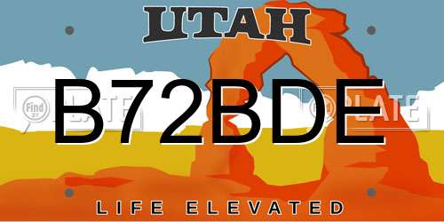 B72BDE Utah License Plate