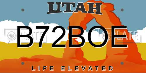 B72BOE Utah License Plate