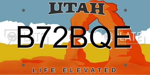 B72BQE Utah License Plate
