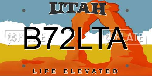 B72LTA Utah License Plate