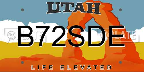 B72SDE Utah License Plate