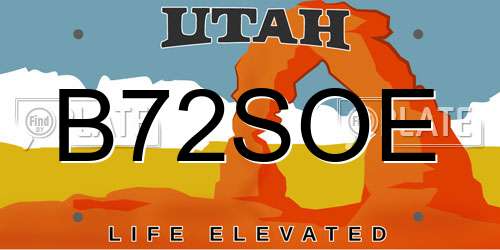 B72SOE Utah License Plate