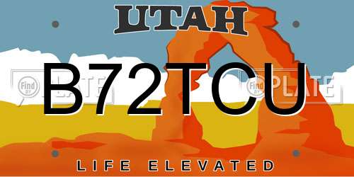 B72TCU Utah License Plate