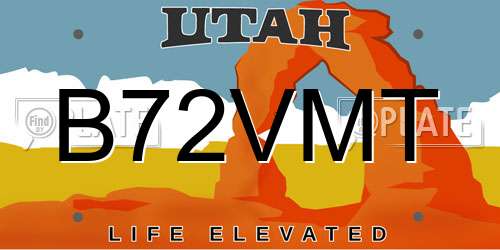 B72VMT Utah License Plate