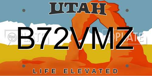 B72VMZ Utah License Plate