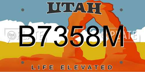 B7358M Utah License Plate