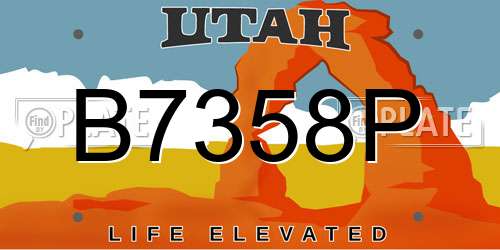 B7358P Utah License Plate