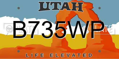 B735WP Utah License Plate