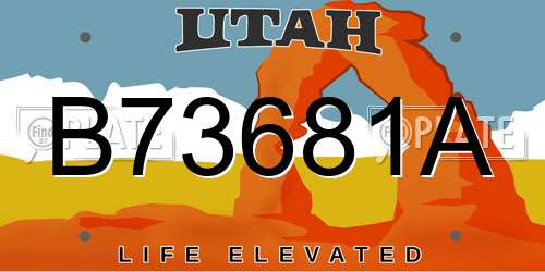 B73681A Utah License Plate