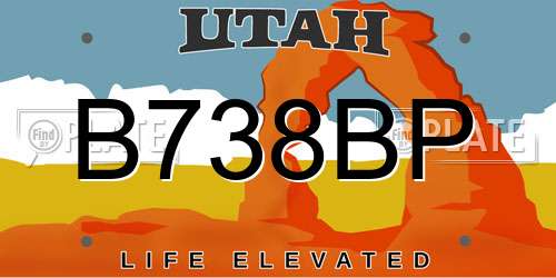 B738BP Utah License Plate
