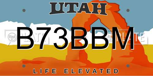 B73BBM Utah License Plate