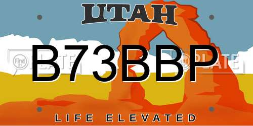 B73BBP Utah License Plate