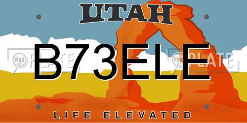 B73ELE Utah License Plate
