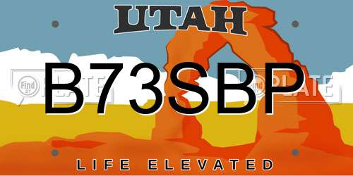 B73SBP Utah License Plate