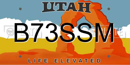 B73SSM Utah License Plate