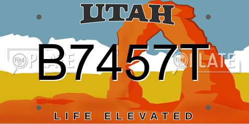 B7457T Utah License Plate