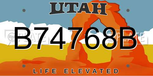 B74768B Utah License Plate