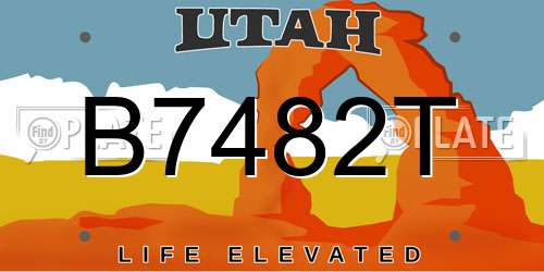 B7482T Utah License Plate