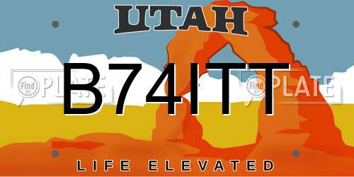 B74ITT Utah License Plate