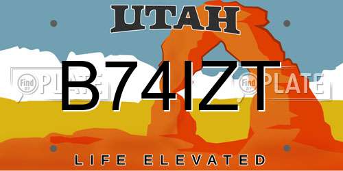 B74IZT Utah License Plate