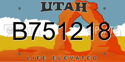 B751218 Utah License Plate