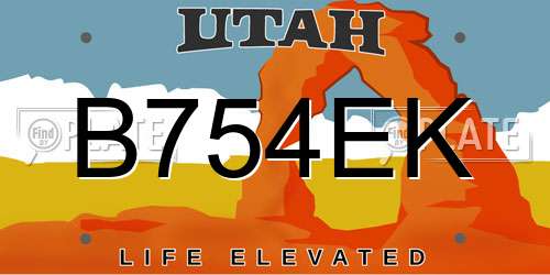 B754EK Utah License Plate