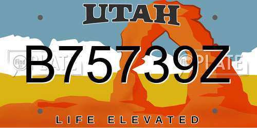B75739Z Utah License Plate
